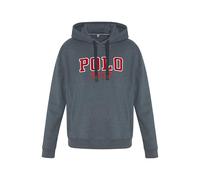 Polo Sylt Men's Cotton blend Hoodie with label look, Total Eclipse Melange, 3XL