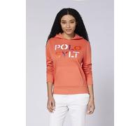 Polo Sylt Women's Cotton blend Hoodie with effect label print, Burnt Sienna, XXL