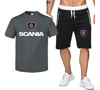 Polo Two Piece Shirts T-Shirt Short Trousers Short Sleeve Scania Print Top Men & Women Cotton Casual Tracksuit Adjust Hoodie T Piece Gym B ||L