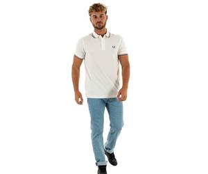 POLO UOMO FRED PERRY DOPPIA RIGA SNWHT/BRED/NVY