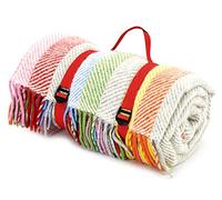 Polo Waterproof Picnic Blanket Rug - Rainbow Grey Stripe Wool - British Made