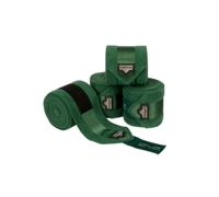 LeMieux Loire Polo Exercise Bandages in Hunter Green with Zipped Case, Satin End Detail - Soft Fleece Protection Wraps - Large Size - Pack of 4