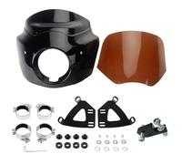 POLOFZFGKZ For Cafe Racer Dyna Street Bob FXDB Club Style 2006-2017 Motorcycle Windshield Front Headlight Fairing Motorcycle Windshield(11in Black Smoke)