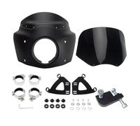 POLOFZFGKZ For Cafe Racer Dyna Street Bob FXDB Club Style 2006-2017 Motorcycle Windshield Front Headlight Fairing Motorcycle Windshield(11in Matte Black)