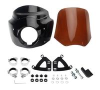 POLOFZFGKZ For Cafe Racer Dyna Street Bob FXDB Club Style 2006-2017 Motorcycle Windshield Front Headlight Fairing Motorcycle Windshield(15in Black Smoke)