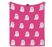 pologmase Halloween Pink Ghost Blanket | 2023 New Ghost Throw Blanket | Super Soft Reversible Flannel Blankets Cute Ghost Halloween Fuzzy Throw Blanket for Kids Girls Pets for All Seasons Use