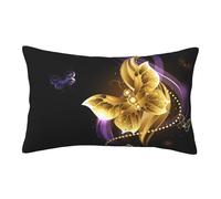 POLOKIMM Gold Butterflies Pillowcase For Bed, Envelope Closure Pillowcases, Reversible Printed Cover, Standard Size Pillow Case, With Hidden Zipper Pillow Case
