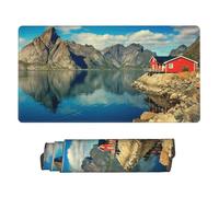 POLOKIMM Xxl Gaming Mouse Pad 40x75cm, House By The Lake Large Desktop Mouse Mat With Non-Slip Rubber Base, Waterproof & Stitched Edges For Gaming/Office