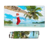 POLOKIMM Xxl Gaming Mouse Pad 40x75cm, Merry Christmas Palm Tree Large Desktop Mouse Mat With Non-Slip Rubber Base, Waterproof & Stitched Edges For Gaming/Office