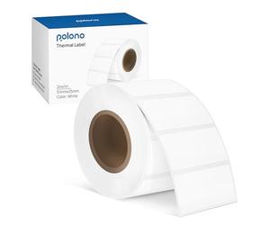 Polono 2.25”x1.25”（60mm×30mm）Direct Thermal Label, Perforated Sticker Labels for Addresses, UPC Barcodes, Adhesive Multipurpose Labels Compatible with POLONO PL60 Label Printers (1000 Labels, White)