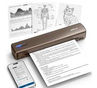 POLONO Portable Printer Wireless for Travel, D810 Bluetooth Thermal Printer A4 Support for 8.5"x11" US Letter, Inkless Printer Compatible with iOS, Android, Smart AI APP, Laptop for Office, Brown
