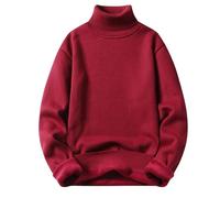 Polos Roll Neck Jumpers for Men UK Clearance, Mens Turtle Neck Knitted Jumper Winter Causal Turtleneck Sweater Long Sleeve Tops Slim Fit Plain Pullover Solid Color Sweatshirts Warm Knitwear Wine