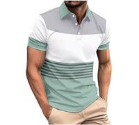 Polos Shirts for Men Adult Summer Short Sleeve Collared Contrast Shirt Coloc Block Tops Fropnt Pockets Tee Shirt Lightweight Vacation Tops
