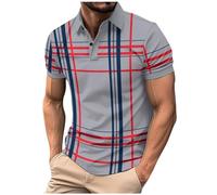Polos Shirts for Men Lapel Collar Shirt Tops Striped Printed Short Sleeve Lightweight Golf Shirt Summer Vacation T Shirts