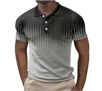Polos Shirts for Men UK Warehouse Clearance Gradient Line Printed Golf Polos Shirts Slim Fit Tennis T-Shirt Summer Short Sleeve Work Tops Casual Turn-Down Collar Tee Shirts M-4XL Gray