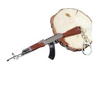 polosu 12cm Mini Gun Keychains for Men, Metal Weapon Rifle Key Ring Pendants,Toys Gun Keychains Key Ring Keyring (AKM)