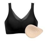 Polreta Seamless Post-Surgery Bra for Women, Pocket Mastectomy Bras for Breast Prosthesis with Cotton Breast Forms Set, Black, 36