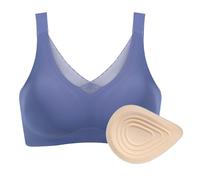 Polreta Seamless Post-Surgery Bra for Women, Pocket Mastectomy Bras for Breast Prosthesis with Cotton Breast Forms Set, Blue, 38