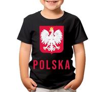 Polska Poland Badge National Football Team Boys Girls Teen Kids T-Shirts #TA-23 Black 12-14 Years