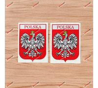 Polska Polish Coat of Arms Eagle Poland Shield Vinyl Decal Sticker Red - 2 Pack Reflective, 10.2cm - for Car Boat Laptop Cup 02141