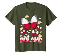 Polska Polish Ideas for Kids with Poland Flag & Pierogi T-Shirt, Youth, Olive Green, Small