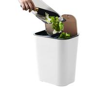 Poludatly Double Trash Can | Space-Saving Rectangular Trash Can | 18L Waste Container with Push-Button Lids Kitchen Garbage Bin for Laundry Workplace Dining Room Bedroom Rv Garage Outdoor Patio Home