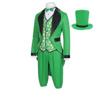 Poludatly Green Leprechaun Costume, St Patricks Day Costume For Man, Green Irish Adult Suit, Classic Elements Costume Props For Parties, Stage Shows, Pretend Games