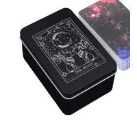 Poludatly Tarot Card Game Box, Tarot Storage Case, Moon Sun Printed Tarot Box, Iron Tarot Cards Organizer Case, Fortune Telling Card Storage For And Game
