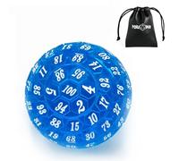 Poludie 100 Sided Polyhedral Dice, Single D100 Game Dice, 100 Sided Cube with Black Pouch, D100 die 48 mm (Blue with White Number)