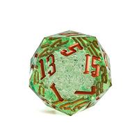 Poludie 55mm 20 Sided DND Dice, Giant D20 D&D Polyhedral Dice Large D20 with Die Gift Box for Dungeons and Dragons, RPG Table Games (Transparent Green Bubbles)