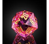 Poludie 55mm 20 Sided DND Dice, Giant D20 D&D Polyhedral Dice Large D20 with Die Gift Box for Dungeons and Dragons, RPG Table Games (Transparent Peach/Gold Numbers)