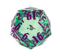 Poludie 55mm 20 Sided DND Dice, Giant D20 D&D Polyhedral Dice Large D20 with Die Gift Box for RPG Table Games (Transparent Green/Purple Numbers)