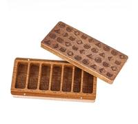 Poludie Rustic Wooden Magnetic Lid DND Dice Case with 7 Compartments for Storing Multiple Sets of 7 Polyhedral Dice for D&D Tabletop Games