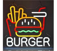 Polvane Neon Sign Burger for neon Sign Fries LED Light for Wall Art Decor for Hamburger Fast Food Business Home