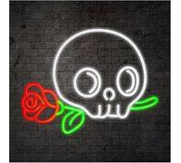 Polvane Neon Sign Colorful Letters Interior Lighting Neon Sign Skeleton Flower Ghost Night Light Bedroom Bar Christmas