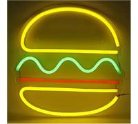 Polvane Neon Sign Hamburger Neon Sign LED Night Light for Restaurant Advertising