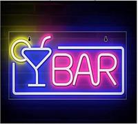 Polvane Neon Sign Neon Light Bar Glass Shape Sign Indoor Bedroom Wall Decorative Lamp Party