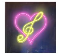 Polvane Neon Sign Neon Light Decoration Heart Music for neon Sign Adjustable Brightness Note for Lights 35cmx35cm(A)