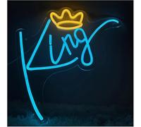 Polvane Neon Sign Neon Sign Blue Letters LED Light for Crown Decorative Lights for Bar Decor(Neon-1)