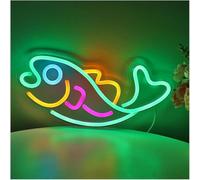 Polvane Neon Sign Neon Sign Creative Fish Shape LED Light for Bedroom Pub 31cm×15.5cm