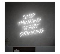 Polvane Neon Sign Stop Thinking Start Drinking for neon Sign LED for Beer Bar Club Game Room Party Restaurant Wall Decor 38cm×33cm(E)