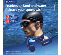 POLVCDG Bone Conduction Headset IPX8 32GB Bluetooth 5.3 Wireless Headset with microphone Waterproof Swim 2024 New X7-Azure Blue