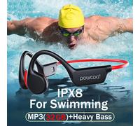POLVCDG Bone Conduction Headset IPX8 32GB Bluetooth 5.3 Wireless Swimming Headset with Microphone Waterproof Exercise Fitness X7-White