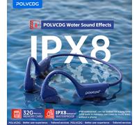 POLVCDG X7 Bone Conduction Headset IPX8 Open Headset Bluetooth 5.3 Swimming with microphone Waterproof 32GB Memory MP3 2024 new Cloud white