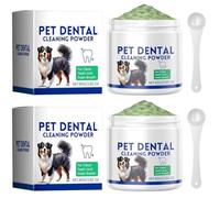 Polvo de Limpieza de Dientes de Perro, 80g Polvo de Dientes de Perro, Polvos de Limpieza con Extracto de Plantas Naturales, para Pequeñas Medianas (2Pcs)