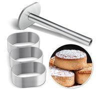 Polvoron-Molder-Filipino, 2.5 Inch Stainless Steel Cookie Press, Traditional Filipino Dessert Mold for Polvoron, Shortbread, & Candy (3 Mold+1 Handle)