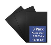 Polvtor 3 Pack Black Plastic Sheets 12 x 16""x 0.08"" Flexible High Tensile Plastic Sheets,Abs Plastic Sheet Hard Plastic Sheet Black Plastic Panel for DIY Materials Handicrafts Home Decoration