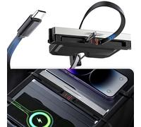 Polwlamks 65W Fast Charging USB Hub for Tesla 2025-2026 Model Y Juniper 2024-2025 Model 3 Highland, 4-in-1 Multi Ports & Retractable Cable, Model Y L Center Console Hidden Charger Hub fits Model 3/Y