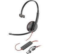 Poly Blackwire 3210 Monaural USB-C Headset +USB-C/A Adapter