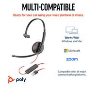 Poly Blackwire 3210 Monaural Usb-C Headset +Usb-C/a Adapter -